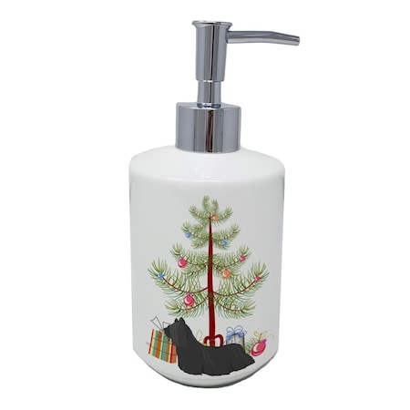 Carolines Treasures 7 x 3.5 in. Skye Terrier Christmas Tree Ceramic Soap Dispenser CK3564SOAP